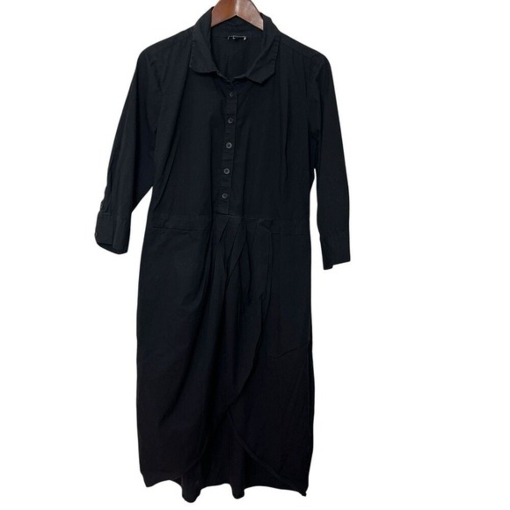 Universal Standard Shirt Dress Black Midi 3/4 Sleeve Women's‎ Size 14-16 - Picture 7 of 10